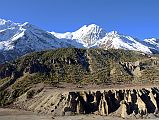 01 Ridge To Annapurna III and Gangapurna Early Morning Just After leaving Manang On Trek To Tilicho Tal Lake